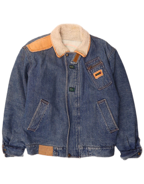 Giacca Mash da uomo in denim sherpa UK 40 grande cotone blu