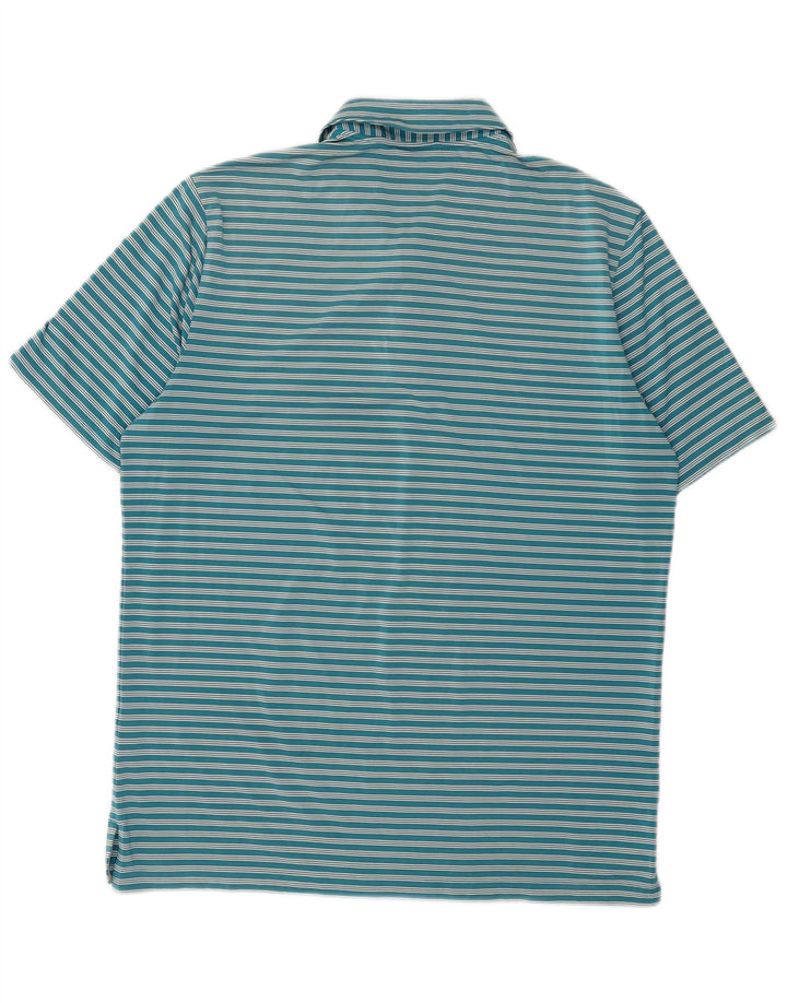 Polo Adidas da uomo grande in poliestere a righe blu