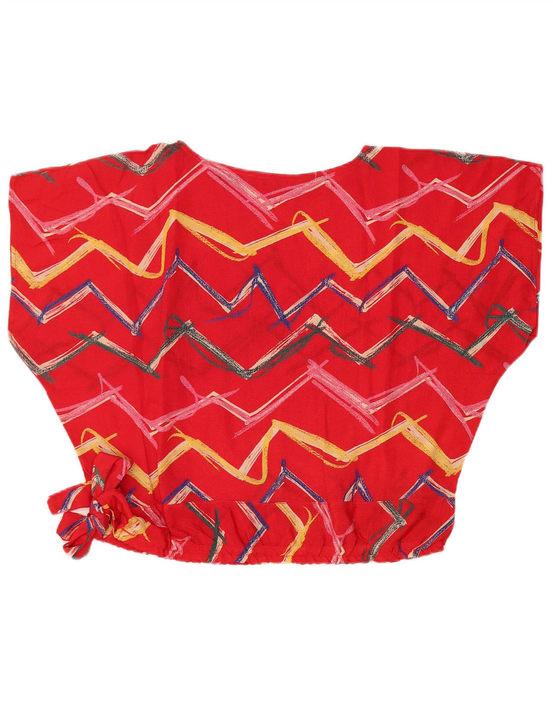 Top corto da donna vestibilità ampia VINTAGE UK 14 grande rosso geometrico