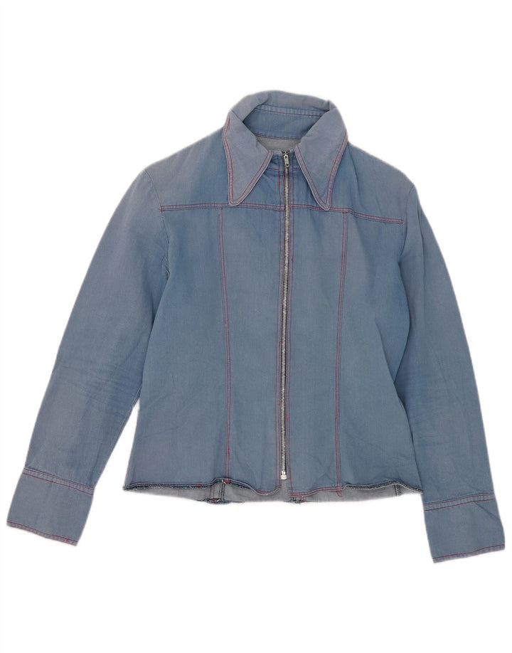 Camicia di jeans vintage da donna UK 10 piccola blu