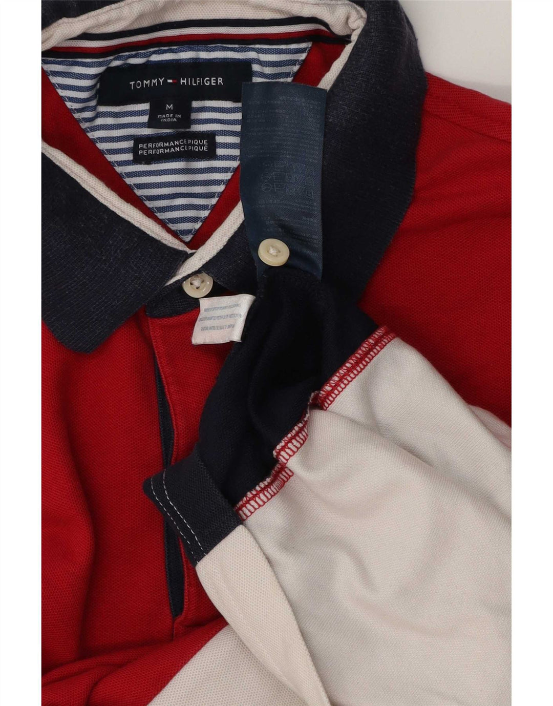 Polo da uomo Tommy Hilfiger in cotone color block rosso medio