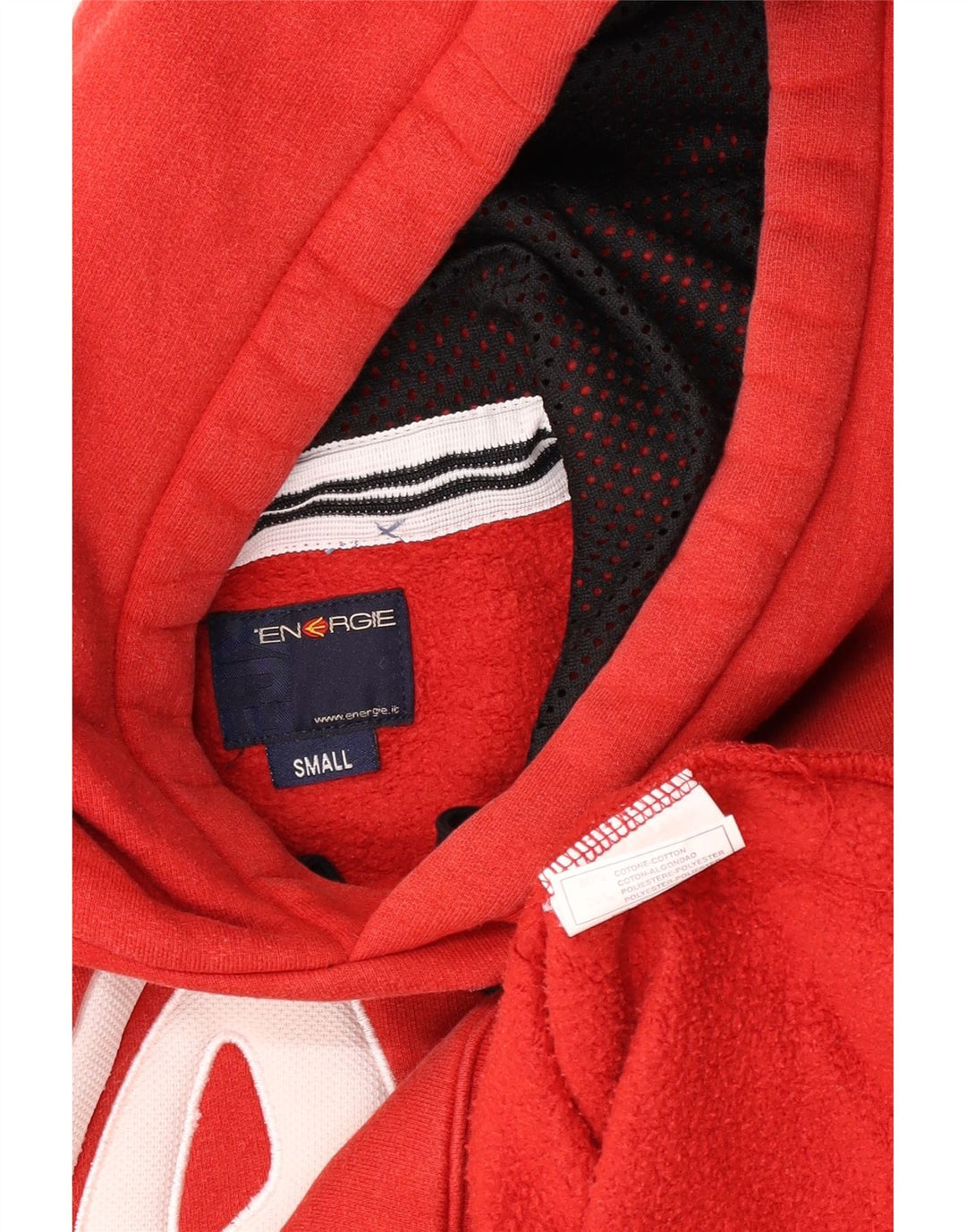 Maglione con cappuccio grafico da uomo ENERGIE piccolo in cotone rosso