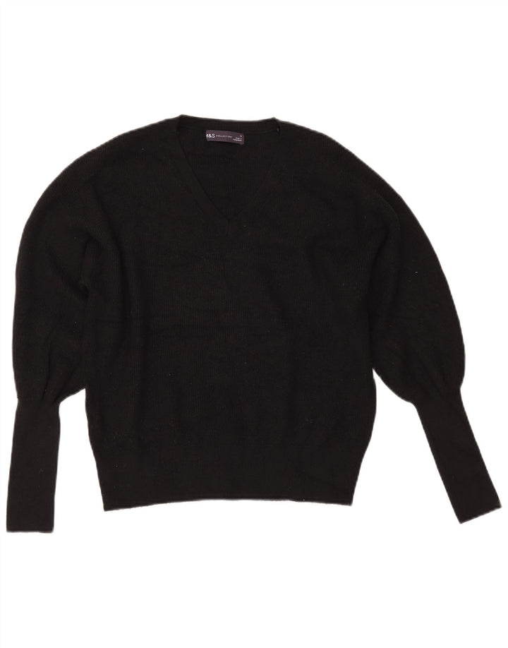 MARKS & SPENCER Maglione corto con scollo a V da donna UK 10 Piccolo Nero