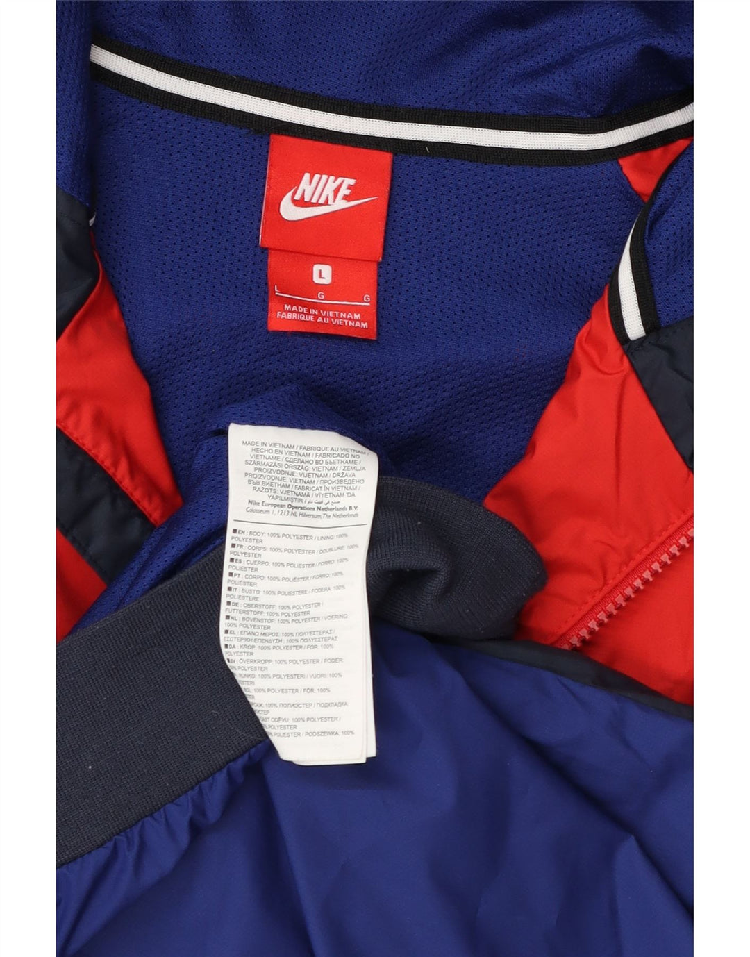 Nike - Giacca da uomo con cappuccio, tuta da ginnastica, grande, in poliestere color block blu navy