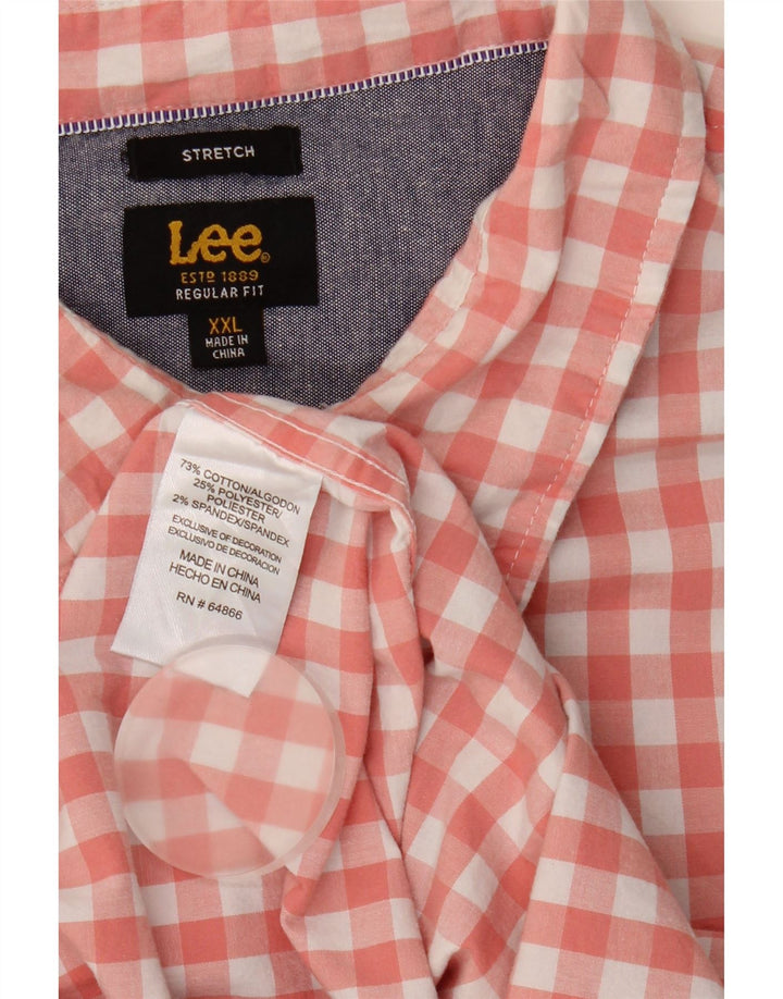 Camicia Lee da uomo elasticizzata a maniche corte vestibilità regolare 2XL cotone a quadretti rosa