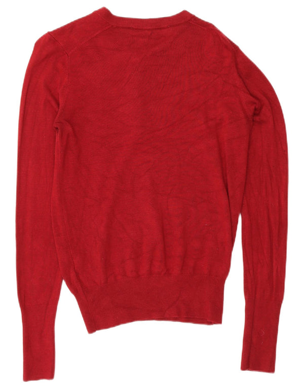 Maglione Zara da donna con collo abbottonato UK 12 Viscosa bordeaux medio