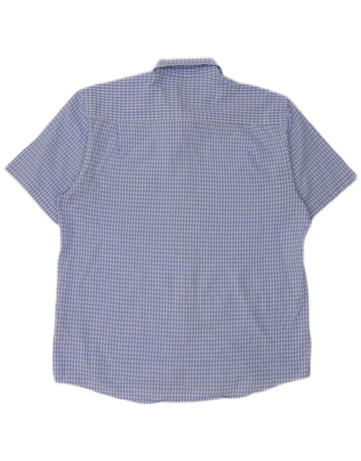 PIERRE CARDIN Camicia da uomo a maniche corte vestibilità regolare XL blu a quadretti