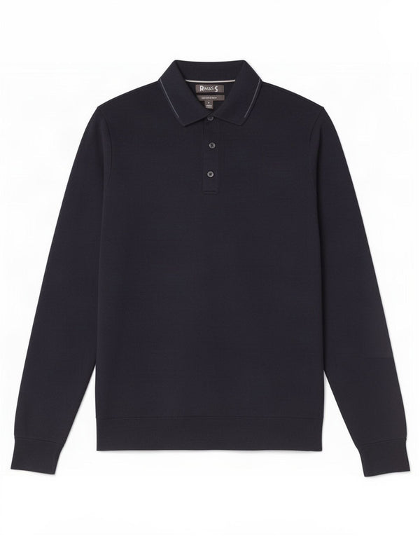 Maglione da uomo Marks & Spencer con collo alto in cotone blu navy medio