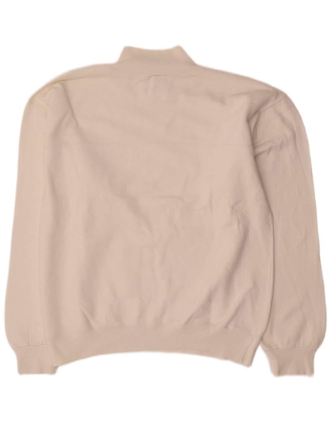 Felpa Champion da uomo con collo con zip, maglione grande, cotone bianco sporco