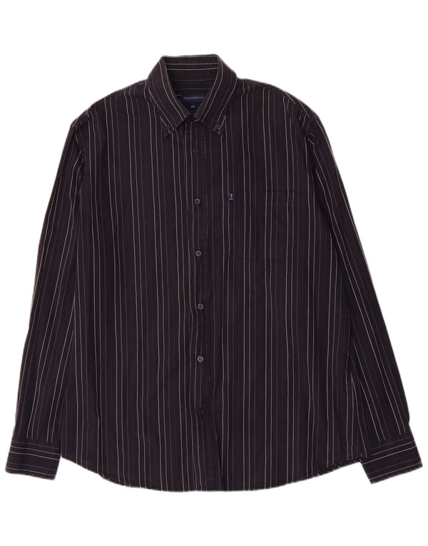Camicia Uomo Trussardi Jeans 2XL Cotone Rigato Blu Navy