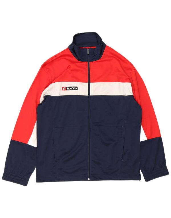 LOTTO Giacca da tuta da uomo di grandi dimensioni in poliestere color block blu navy