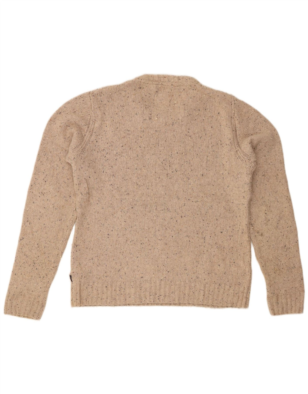 FAT FACE Maglione girocollo da uomo in cotone screziato beige medio