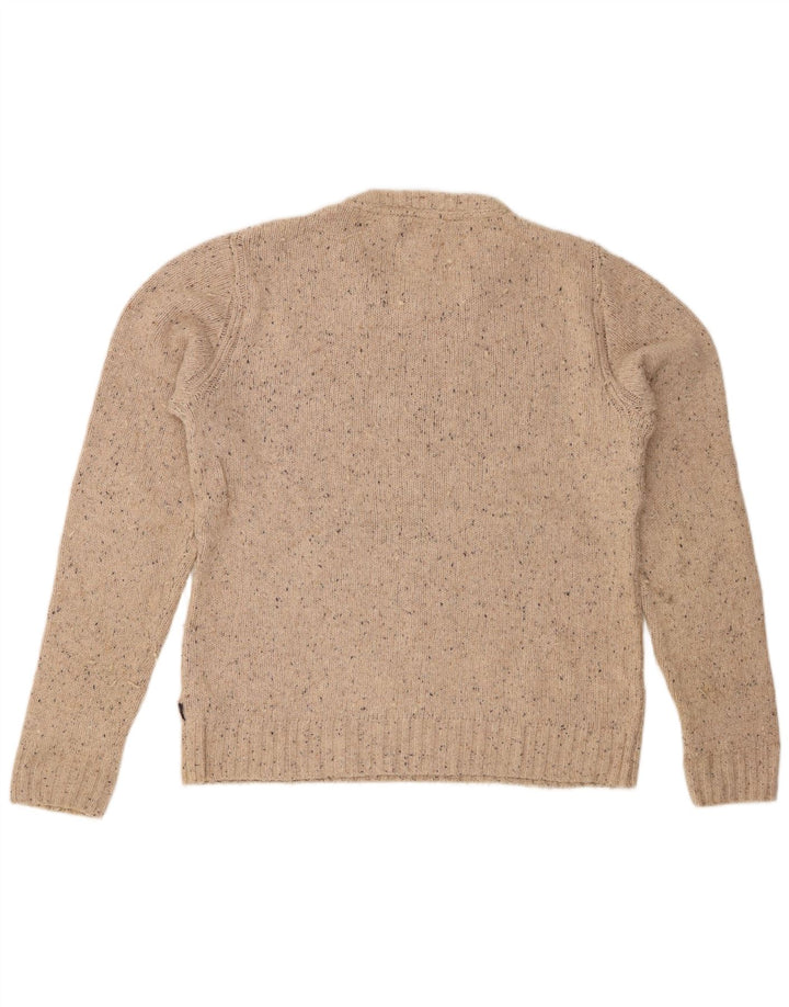 FAT FACE Maglione girocollo da uomo in cotone screziato beige medio