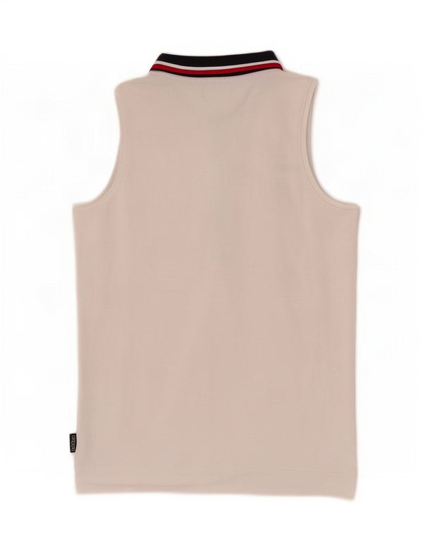 Polo senza maniche da donna Kappa UK 14 grande cotone bianco