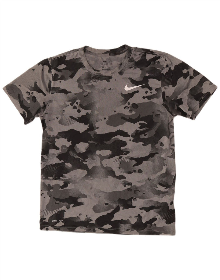 T-shirt Nike Dri Fit da uomo in poliestere mimetico grigio medio