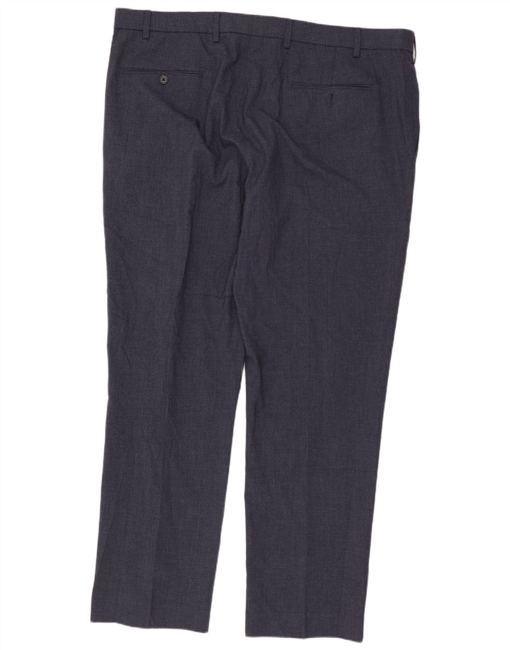 MARKS & SPENCER Pantaloni chino da uomo vestibilità regolare W42 L31 Blu navy