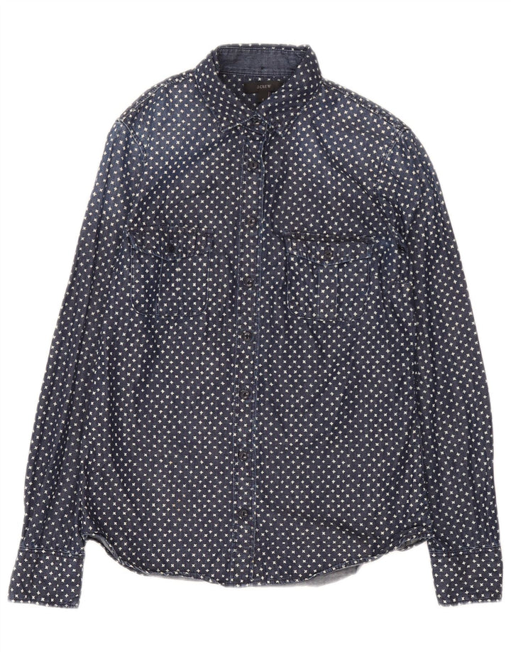 J. Crew Camicia in denim oversize da donna con motivo astratto US 2 XS Blu navy