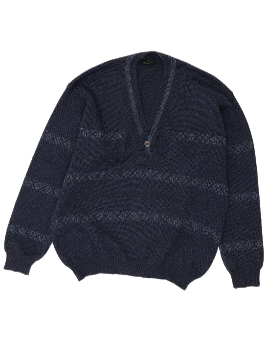 Maglione da uomo con scollo a V WESTBURY IT 52/54 Lana a righe grandi blu navy