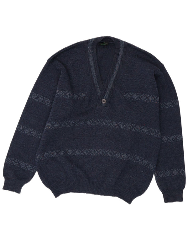 Maglione da uomo con scollo a V WESTBURY IT 52/54 Lana a righe grandi blu navy