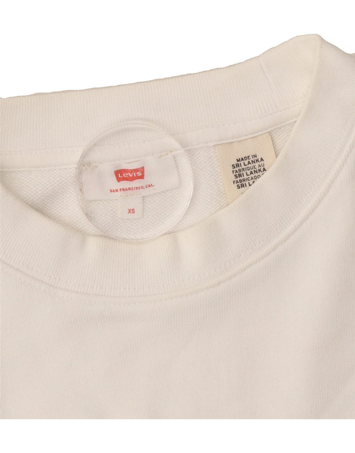 LEVI'S Womens Oversized Crop Sweatshirt Jumper UK 6 XS White Cotton Vintage Levi's and Second-Hand Levi's from Messina Hembry 