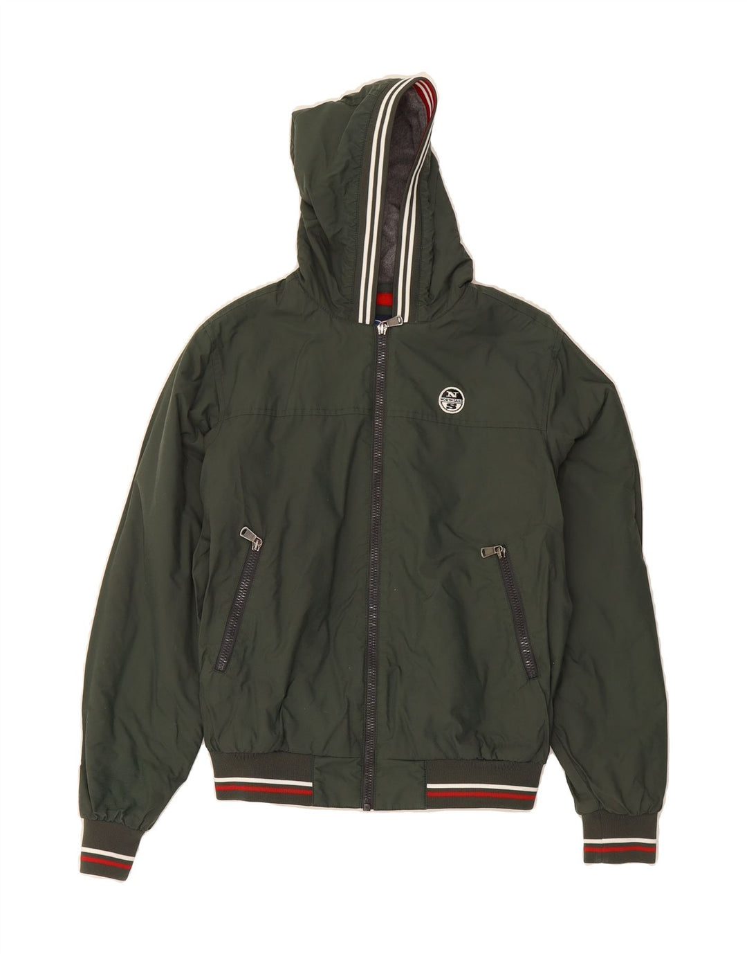 NORTH SAILS Boys Hooded Bomber Jacket 13-14 Years Green Polyamide Vintage North Sails and Second-Hand North Sails from Messina Hembry 