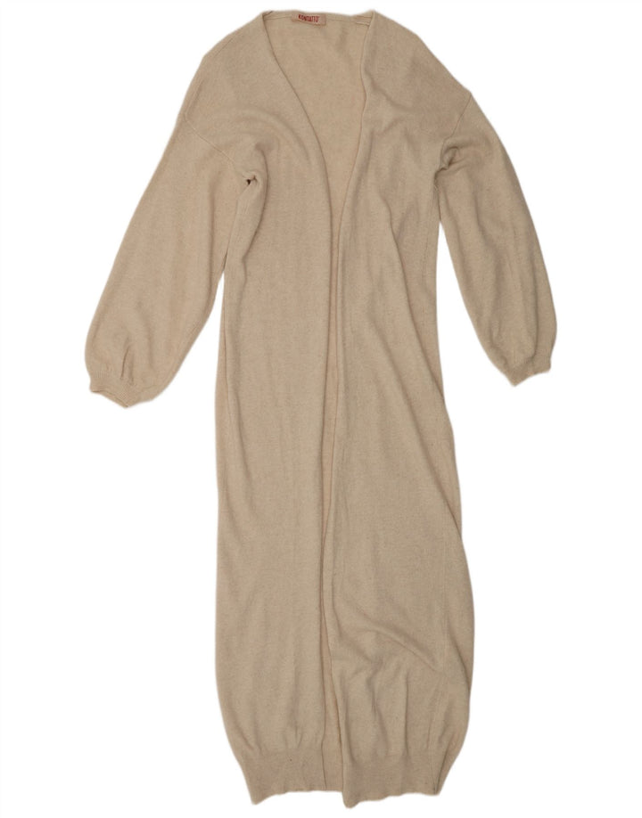 KONTATTO Maglione cardigan lungo da donna UK 14 Poliammide beige medio