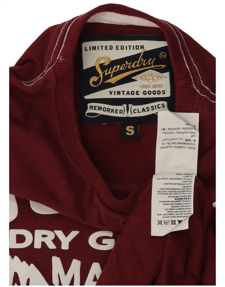 T-shirt grafica da uomo con vestibilità classica SUPERDRY, piccola, in cotone bordeaux