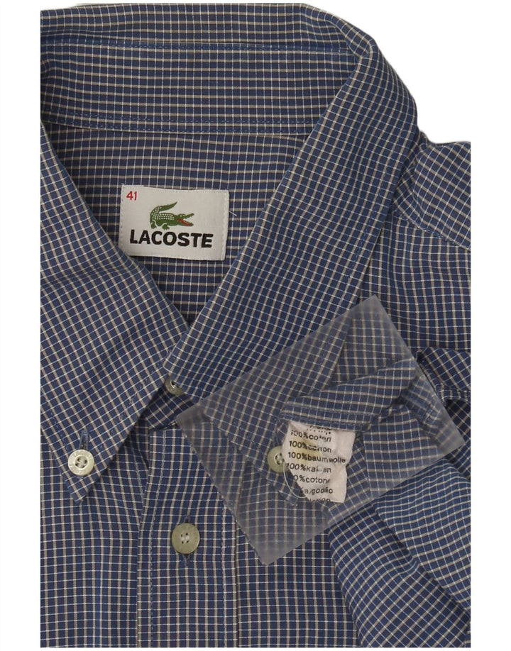 Camicia da uomo Lacoste taglia 41 grande in cotone a quadretti blu