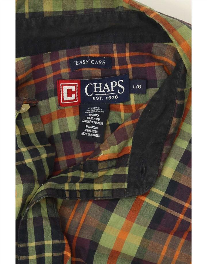 Chaps Camicia da uomo Easy Care, cotone a quadri verdi grandi