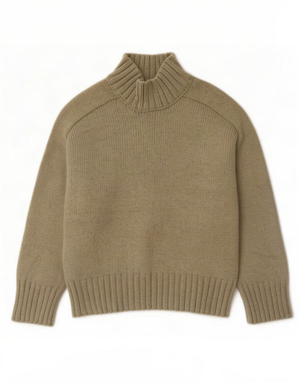 Maglione maglione a collo alto da donna Zara UK 16 grande poliestere kaki