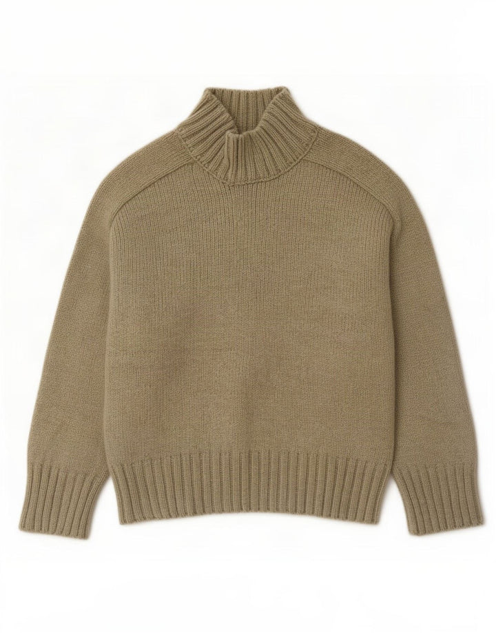 Maglione maglione a collo alto da donna Zara UK 16 grande poliestere kaki