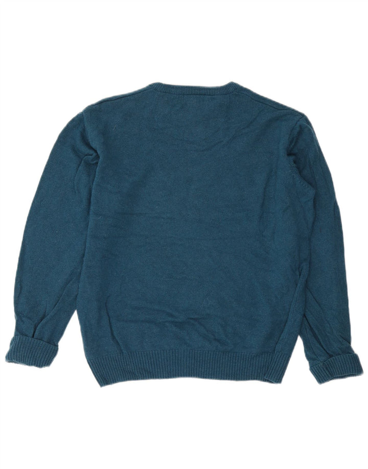 Maglione da uomo girocollo John Lewis in lana merino blu piccolo