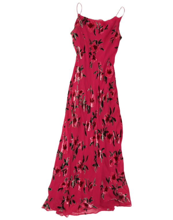 Abito lungo senza maniche da donna Monsoon UK 14 Grande viscosa floreale rosa
