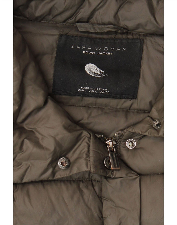 Giacca imbottita da donna Zara UK 16 grande color cachi