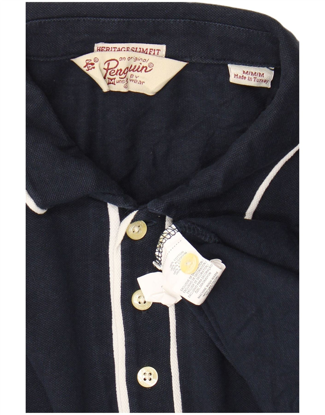 PENGUIN Polo da uomo Heritage a maniche lunghe slim fit blu navy medio