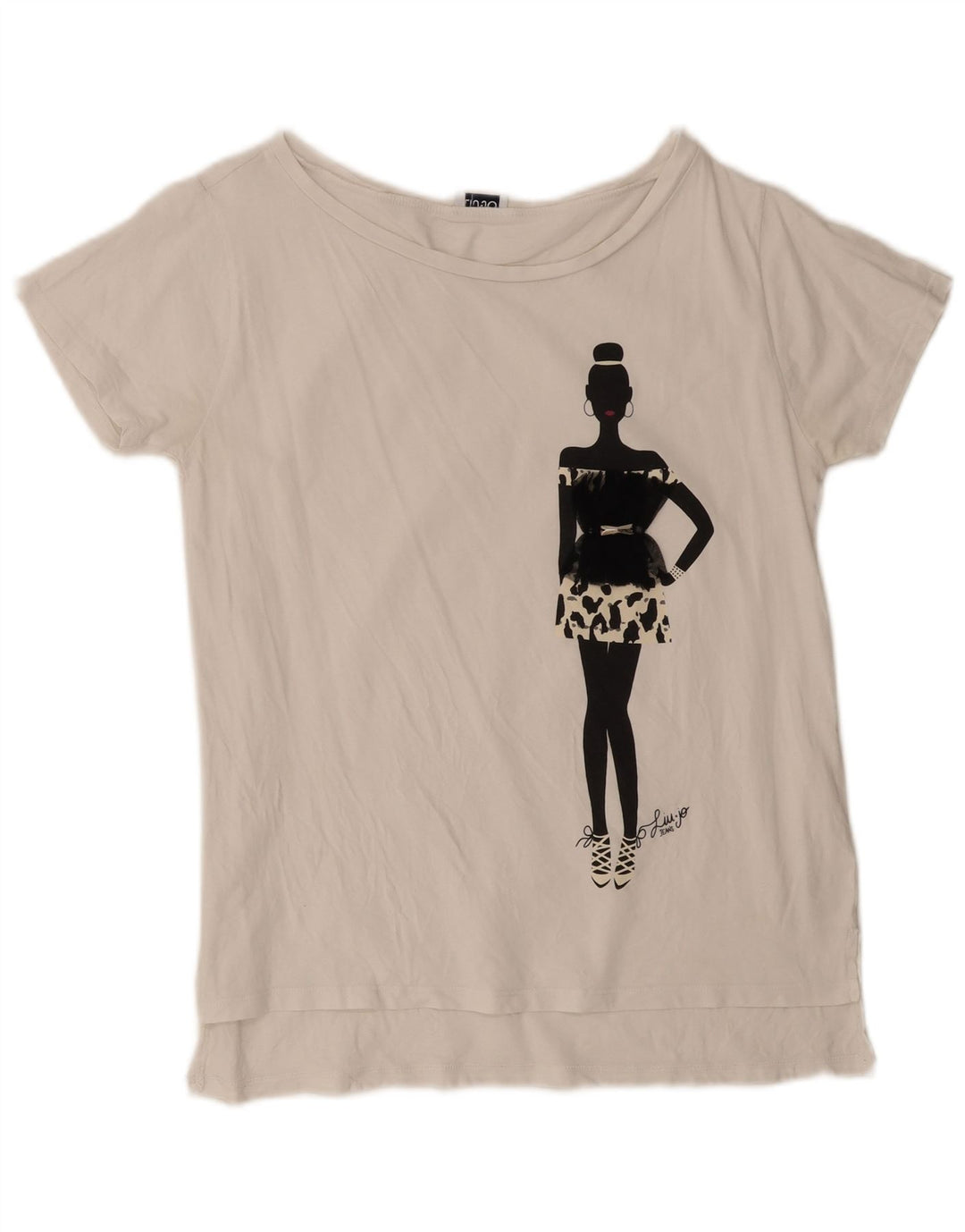 T-shirt grafica da donna Liu Jo Top UK 14 cotone bianco medio