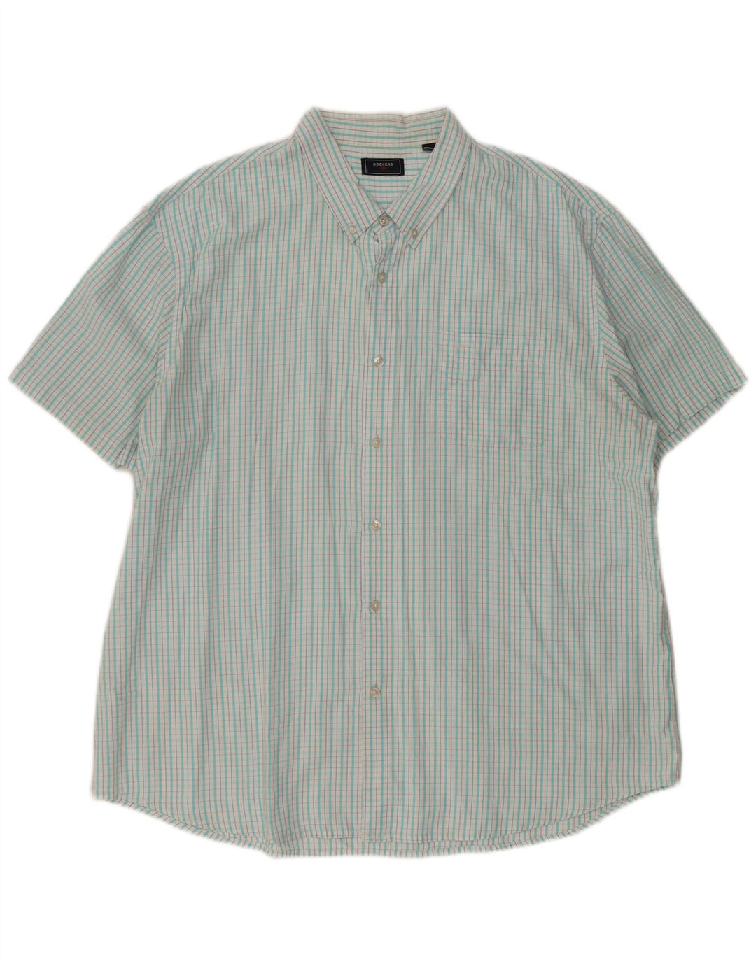 DOCKERS Camicia a maniche corte da uomo 2XL a quadri turchesi