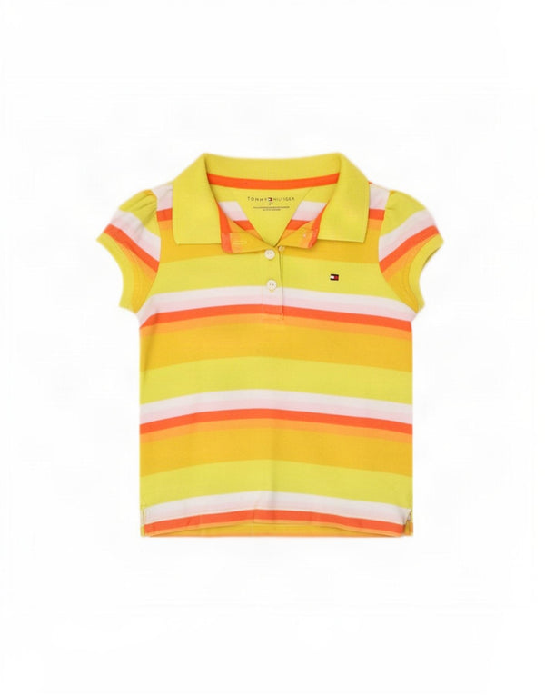 Polo Tommy Hilfiger neonata 18-24 mesi in cotone a righe gialle