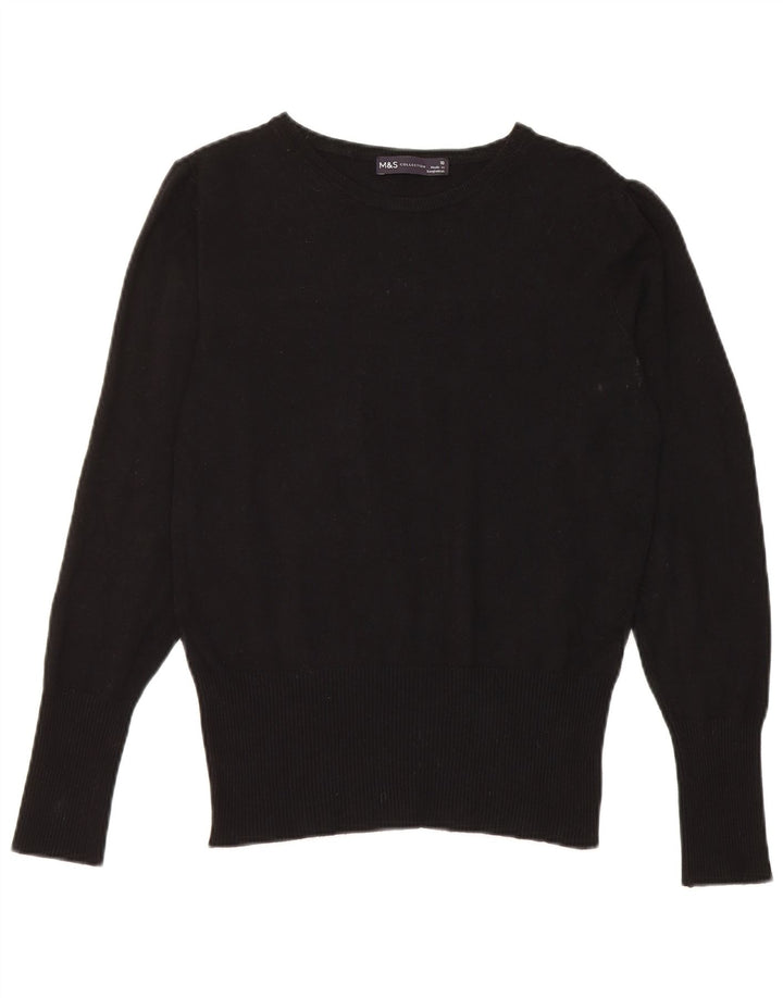 Maglione maglione con scollo a barca da donna Marks & Spencer UK 10 piccolo in viscosa nera