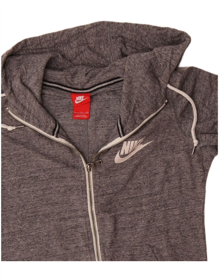 Maglione con cappuccio e zip da donna NIKE UK 10 piccolo poliestere screziato grigio