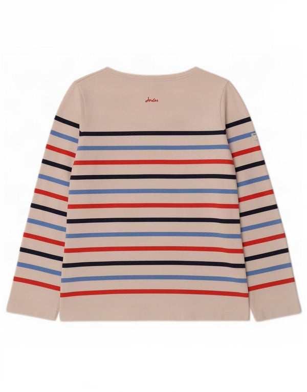 Joules Top da donna a maniche lunghe UK 12 Cotone a righe bianche medie