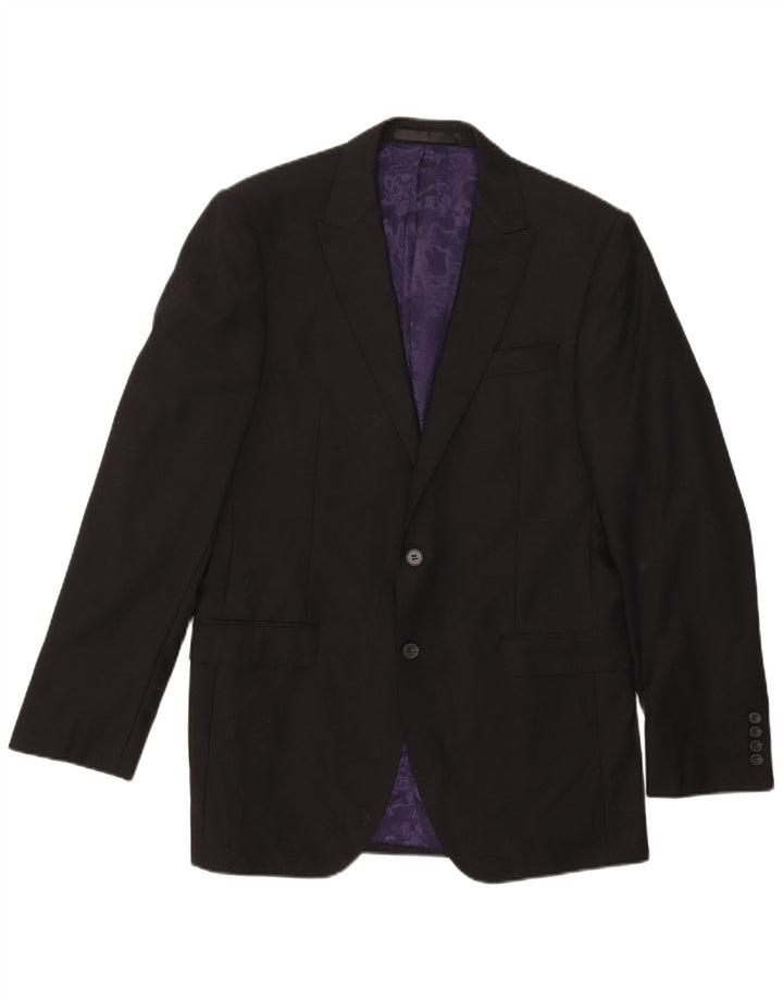 Giacca blazer lunga a 2 bottoni Marks & Spencer da uomo UK 40 lana nera media