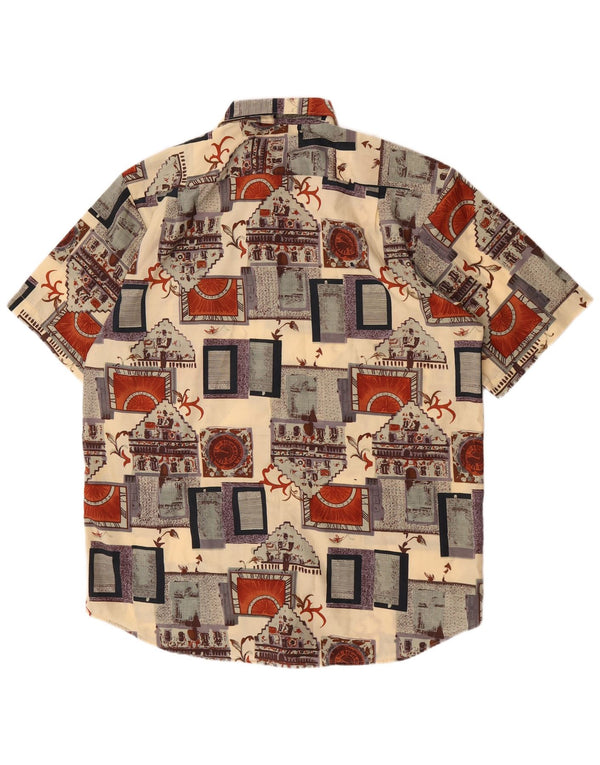 Camicia vintage da uomo a maniche corte taglia 42 grande geometrica multicolore