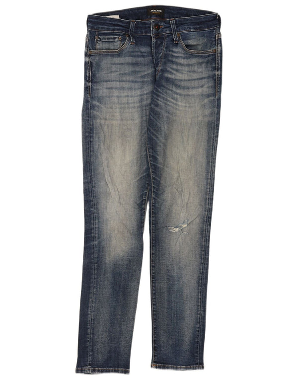 Jack & Jones Uomo GLENN Jeans slim effetto consumato W30 L32 cotone blu