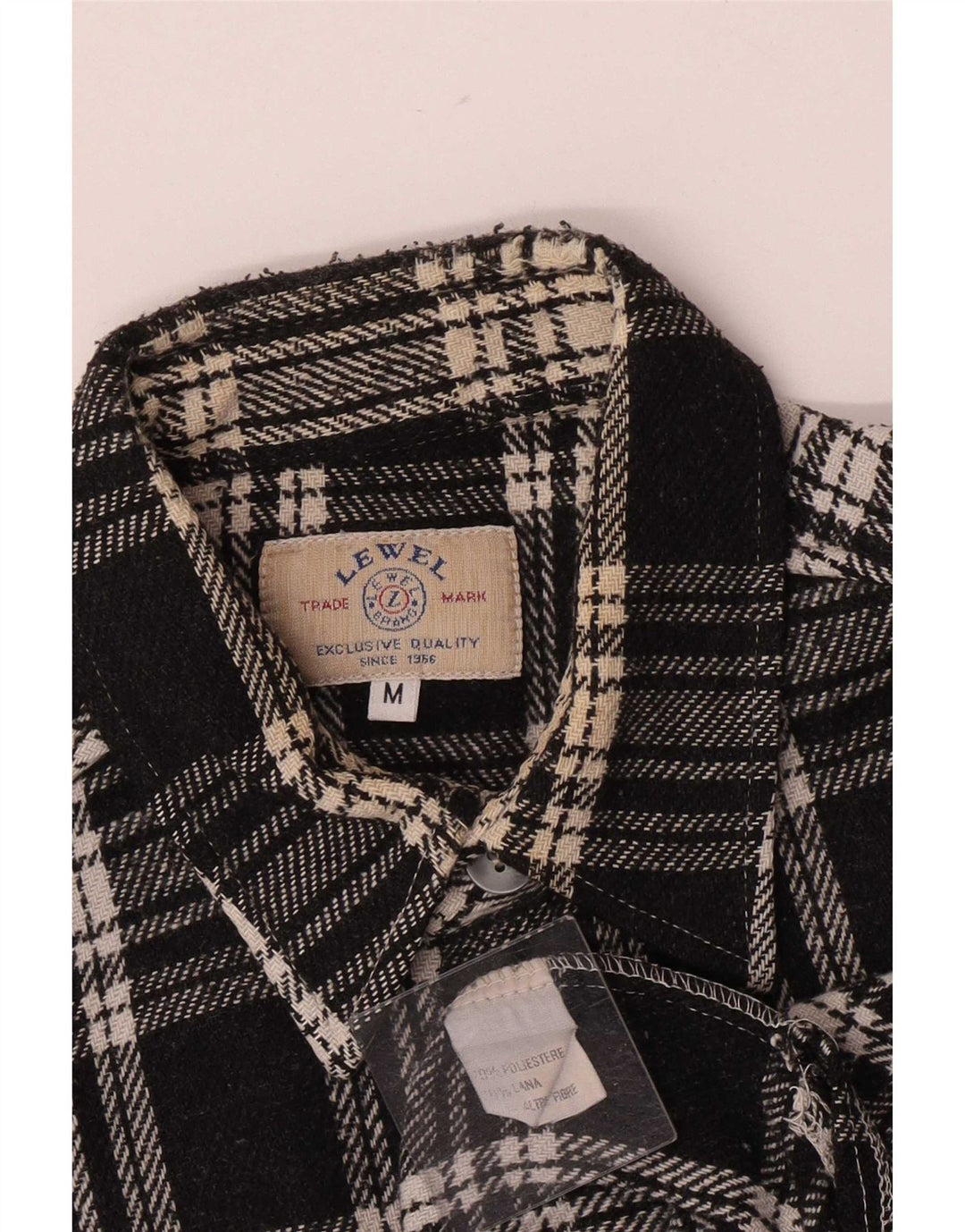 Camicia da uomo vintage in flanella Camicia in poliestere scozzese medio nero