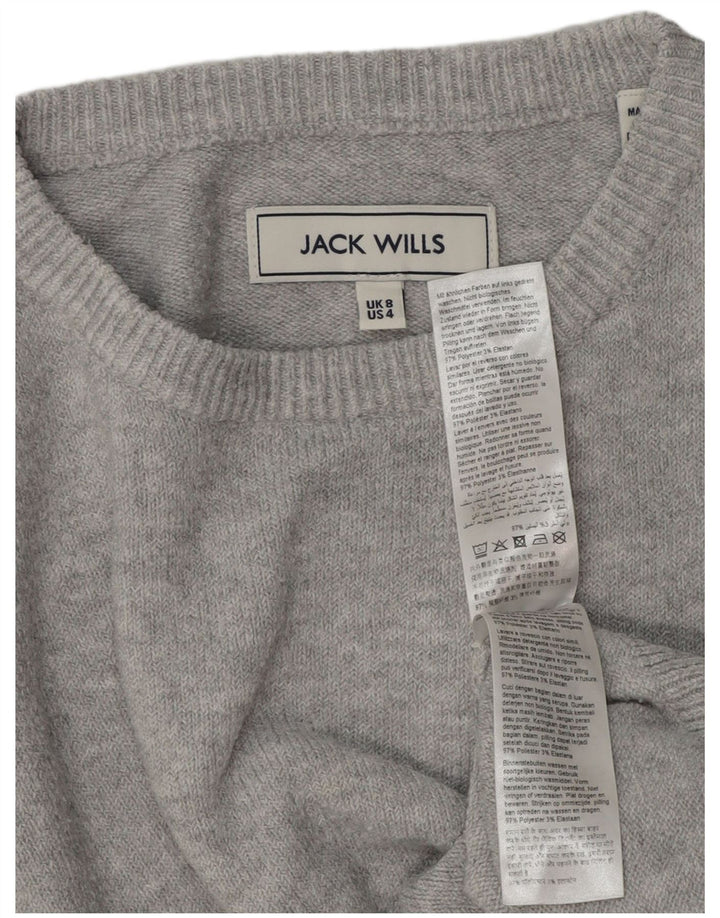 JACK WILLS Maglione maglione girocollo oversize da donna UK 8 piccolo grigio