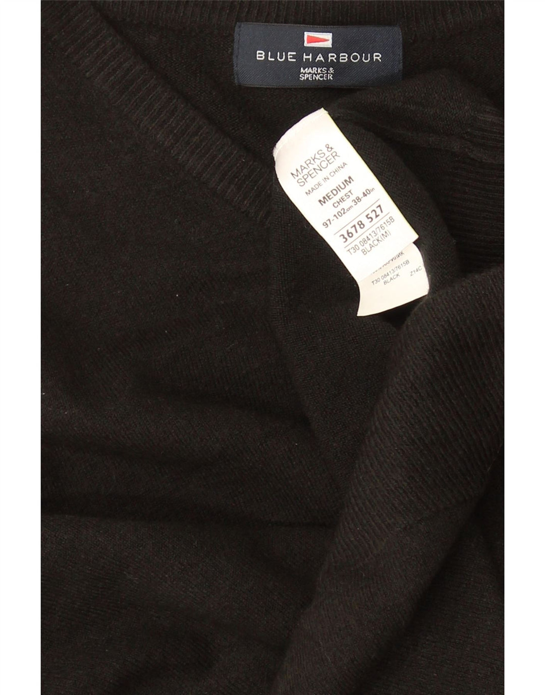 Maglione maglione con scollo a V Marks & Spencer da uomo blu medio nero