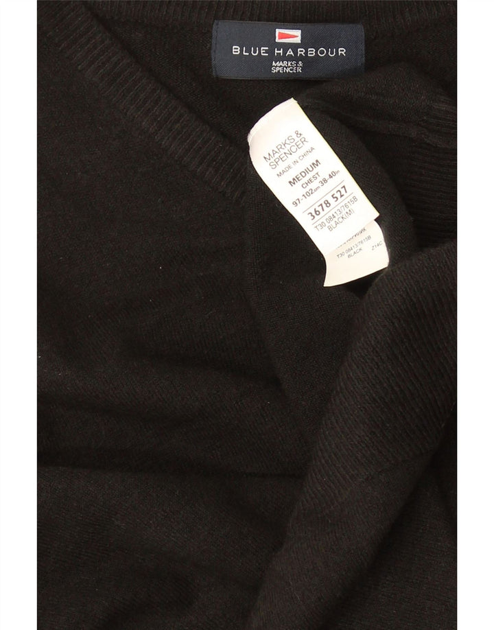 Maglione maglione con scollo a V Marks & Spencer da uomo blu medio nero