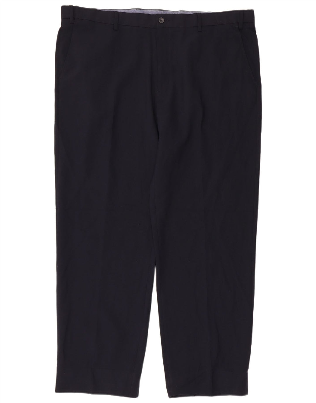 Pantaloni chino regolari da uomo Marks & Spencer W42 L30 poliestere blu navy