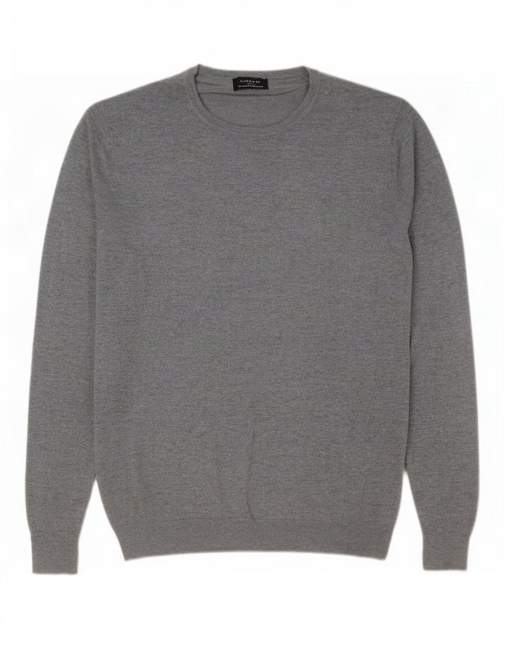 Maglione maglione girocollo da uomo Zara grande grigio